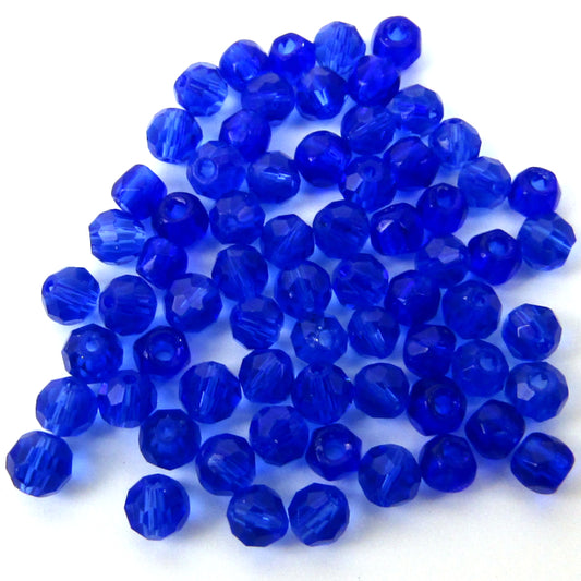 Dark Blue Faceted Round Glass Beads 3 mm