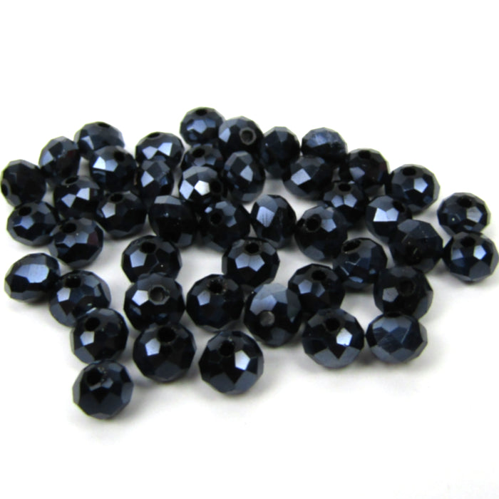 Black Faceted Rondelle Glass Beads 4 mm x 3 mm