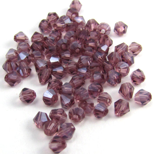 Light Cherry Cola Faceted Bicone Glass Beads 3 mm