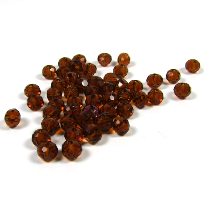 Dark Honey Faceted Rondelle Glass Beads 4 mm x 3 mm