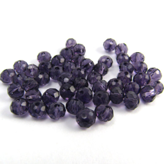 Deep Purple Faceted Rondelle Glass Beads 4 mm x 3 mm