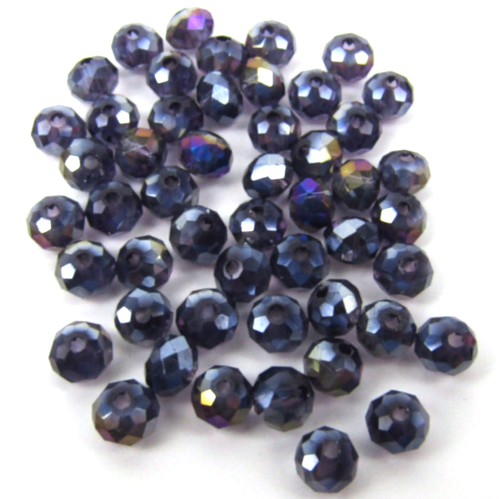 Purple Faceted Rondelle Glass Beads with Aurora Borealis Finish 4 mm x 3 mm