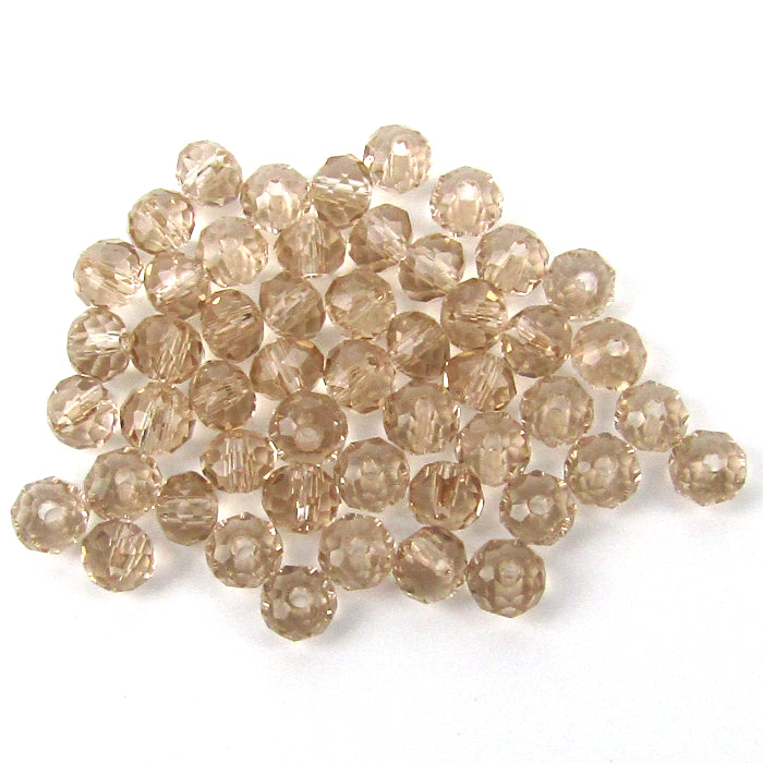 Light Mocha Beige Faceted Round Glass Beads 4 mm