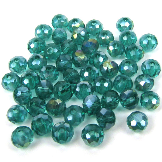 Malachite Faceted Rondelle Glass Beads with Aurora Borealis Finish 4 mm x 3 mm