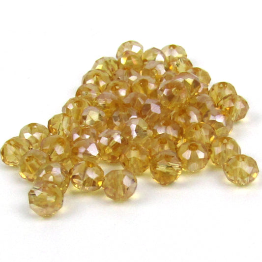 Old Gold Faceted Round Glass Beads 4mm