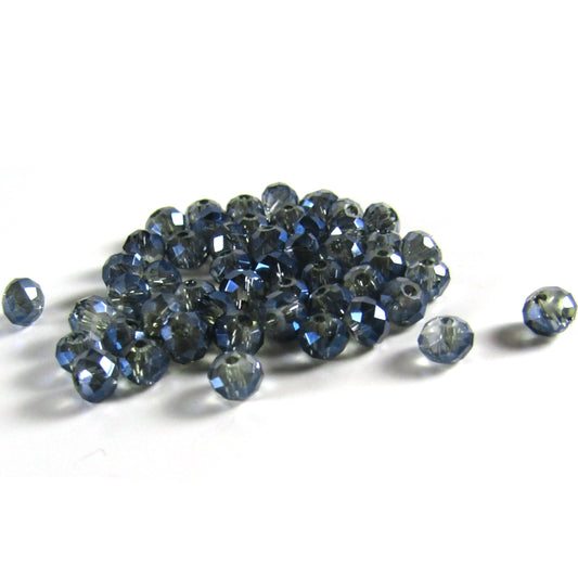 Light Gray Blue Faceted Rondelle Glass Beads with Aurora Borealis Finish 4 mm x 3 mm