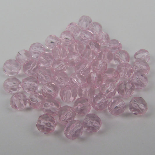 Pink Faceted Round Glass Beads 4 mm