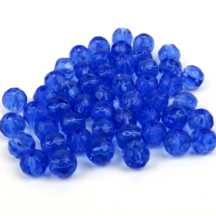 Blackmore Craft Supply Blue Glass Faceted Round Beads 4mm 50 count package
