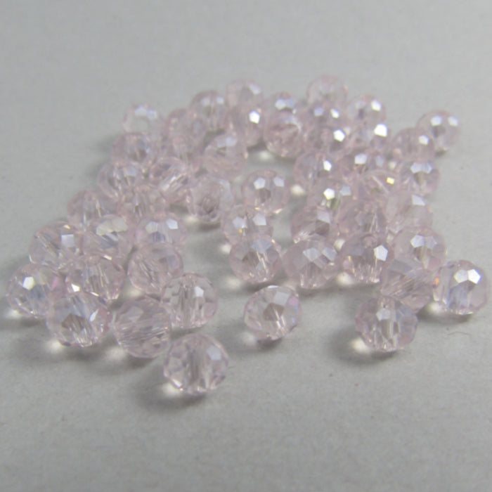 Light Pink Faceted Round Glass Beads 4mm