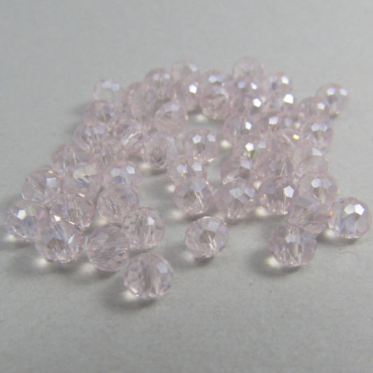 Light Pink Faceted Round Glass Beads 4mm