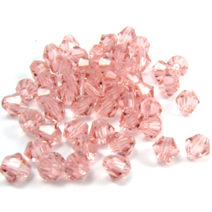 Rose Pink Faceted Bicone Glass Beads 4 mm