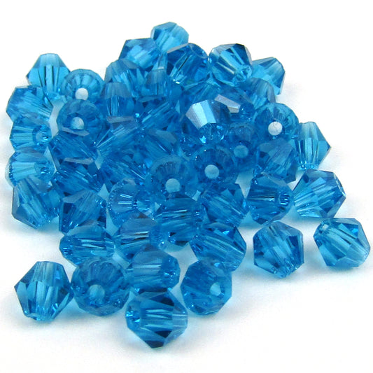 Aqua Blue Faceted Bicone Glass Beads  4mm