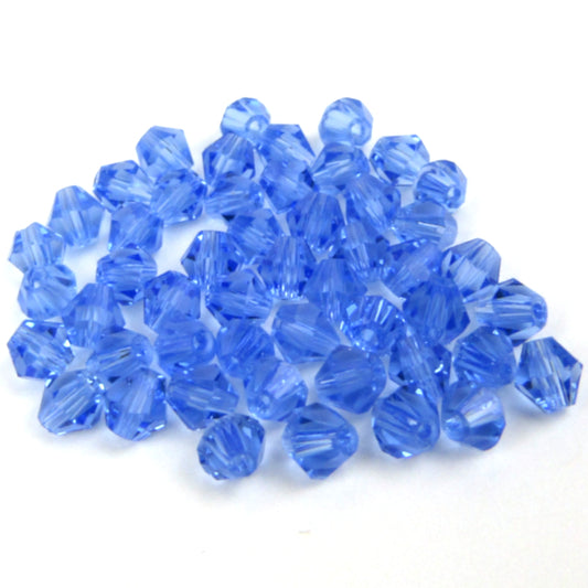 Blue Faceted Bicone Glass Beads 4mm