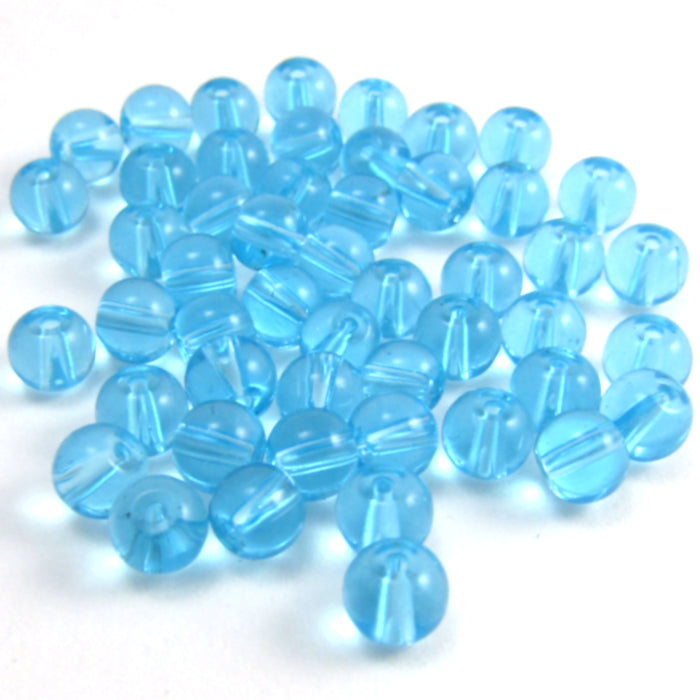 Aqua Blue Round Glass Beads 4 mm