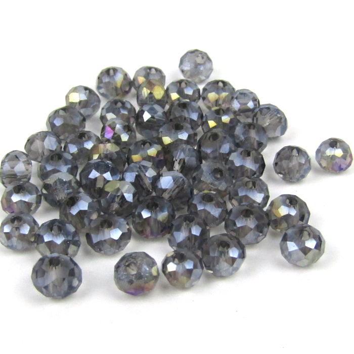 Gray Faceted Round Glass Beads with Aurora Borealis Finish 4mm