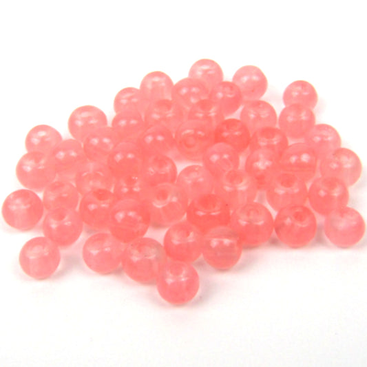 Salmon Pink Round Glass Beads 4 mm