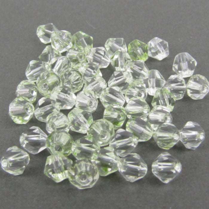 Light Pastel Green Faceted Bicone Glass Beads 4mm