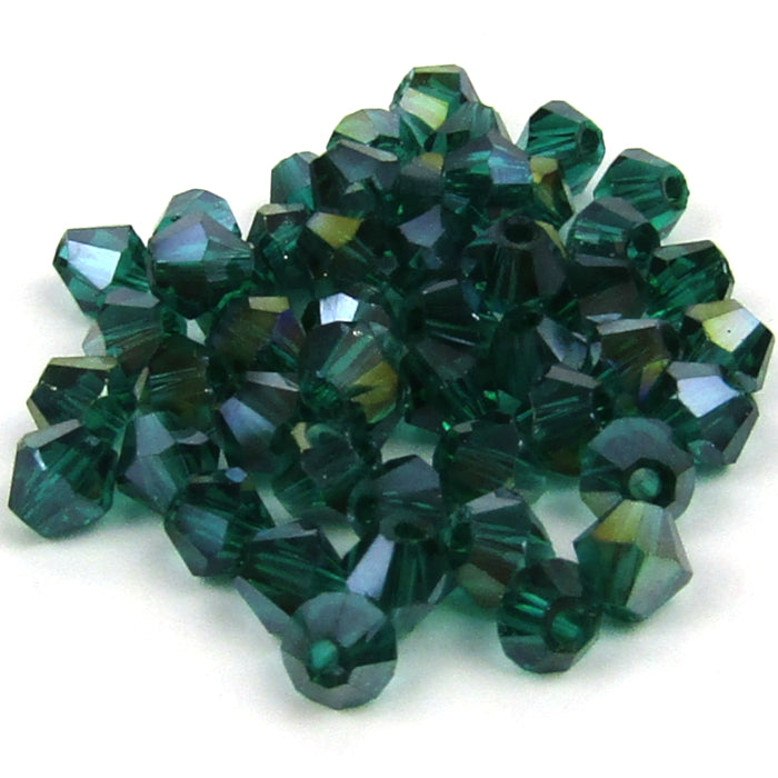 Malachite Faceted Bicone Glass Beads 4mm