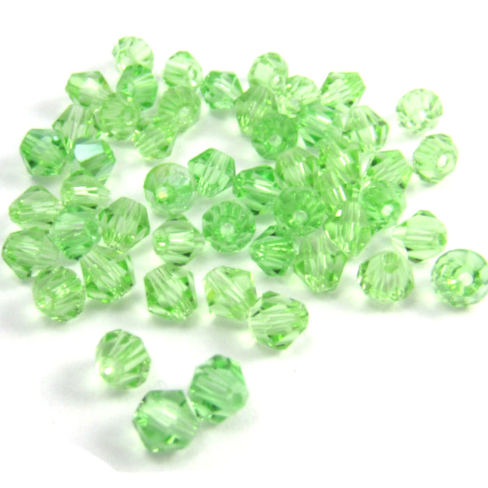 Light Green Faceted Bicone Glass Beads 4 mm