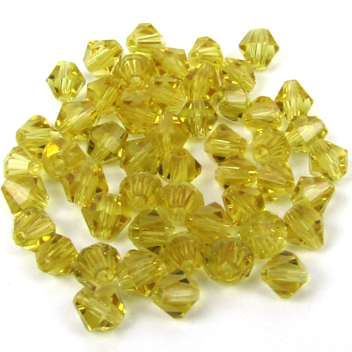 Mellow Yellow Faceted Bicone Glass Beads 4 mm