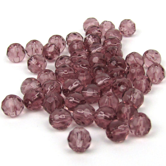 Cherry Cola Faceted Round Glass Beads 4 mm