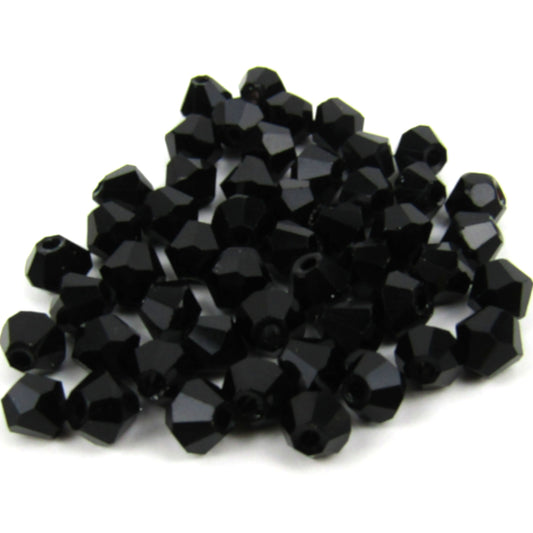 Black Faceted Bicone Glass Beads 4mm