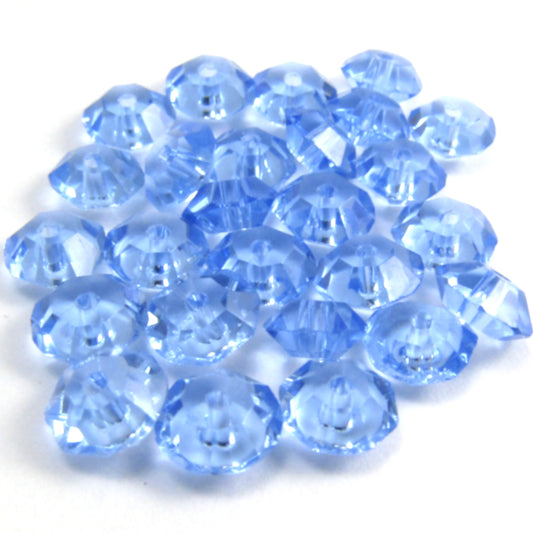 Blue Faceted Rondelle Glass Beads 8 mm x 4 mm