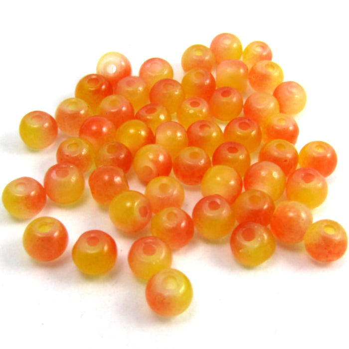 Orange Round Glass Beads 4 mm