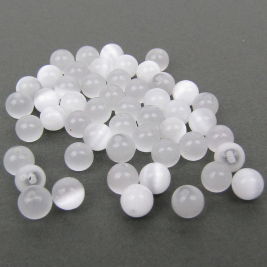 White Cat's Eye Glass Beads 4 mm