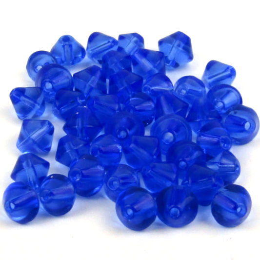 Blue Bicone Glass Beads 5mm