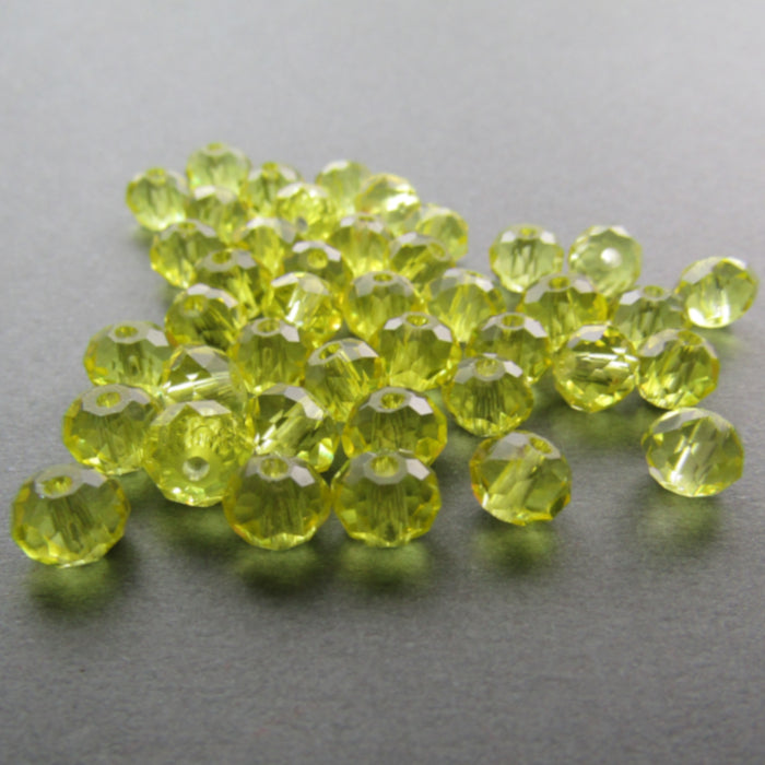 Yellow Green Faceted Rondelle Glass Beads 4 mm x 5 mm