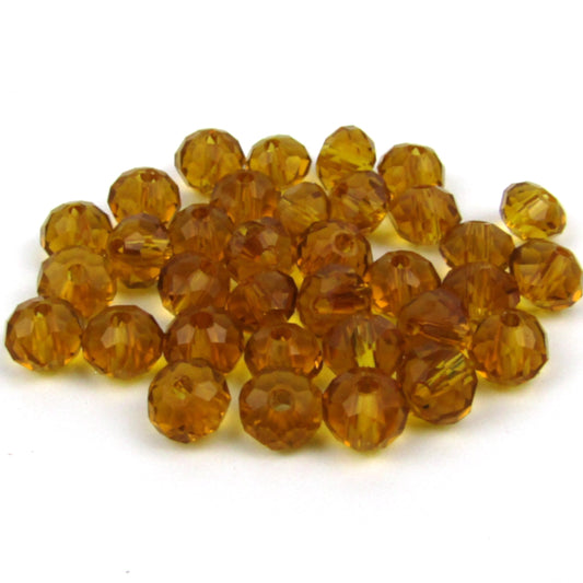 Golden Honey Faceted Rondelle Glass Beads 6mm x 5mm