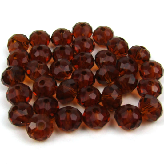 Rootbeer Faceted Rondelle Glass Beads 6mm x 5mm