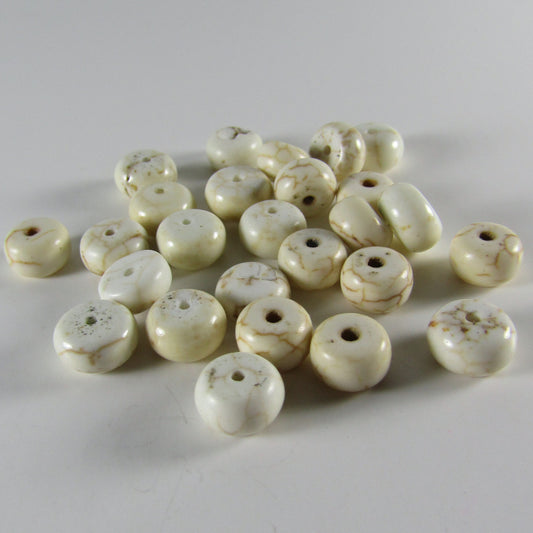 Off White Reconstituted and Dyed Howlite Stone Disk Beads 8 mm x 5 mm