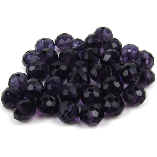 Purple Faceted Rondelle Glass Beads 8mm x 6mm