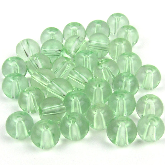 Pastel Green Round Glass Beads 6mm