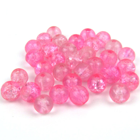 Pink Crackle Glass Beads 6mm