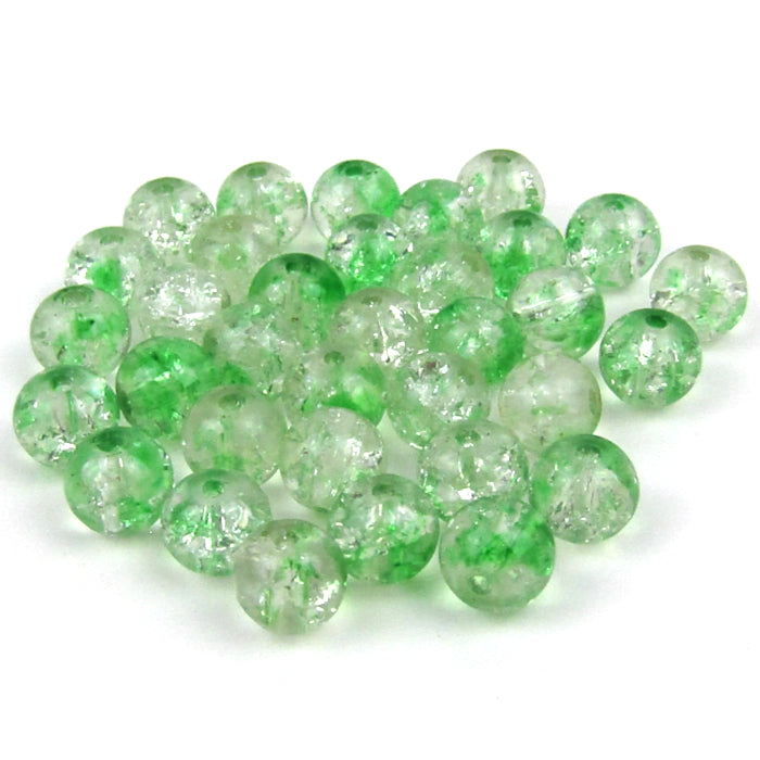 Green Crackle Glass Beads 6mm