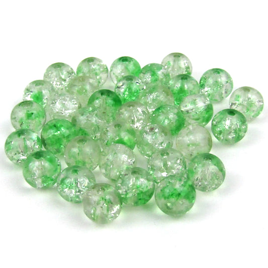 Green Crackle Glass Beads 6mm