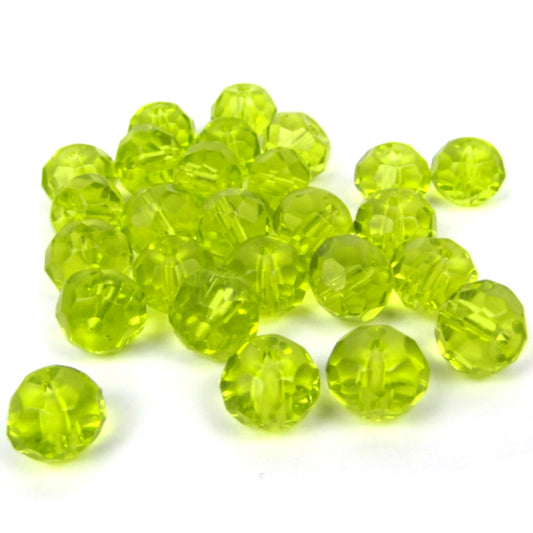 Yellow Green Faceted Rondelle Glass Beads 8 mm x 6 mm