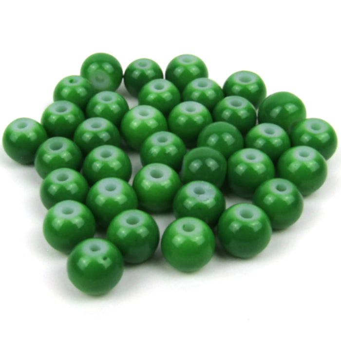 Green Round Glass Beads 6mm