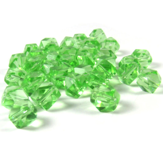 Green Faceted Glass Cube Beads 6 mm