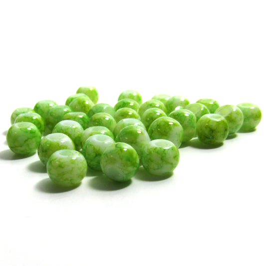 Multi Green Glass Beads 6 mm