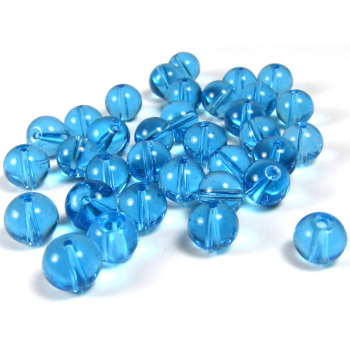 Blue Round Glass Beads 6 mm