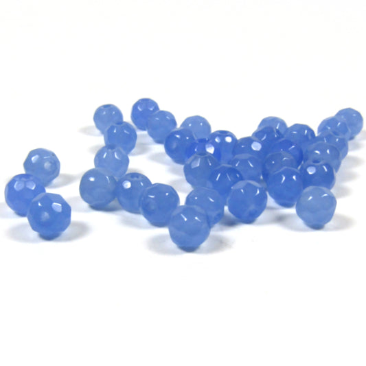 Cornflower Blue Faceted Round Glass Beads 6 mm