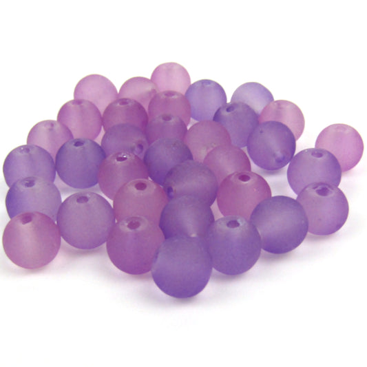 Purple Frosted Round Glass Beads 6mm