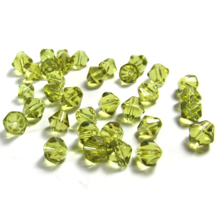 Light Olive Green Bicone Glass Beads 6 mm