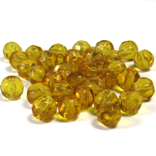 Honey Gold Faceted Round Beads 6 mm