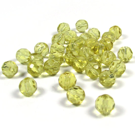 Faceted Yellow Round Beads 6 mm