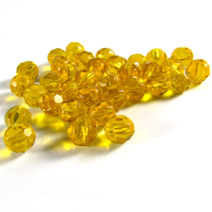 Sunflower Yellow Faceted Round Beads 6 mm